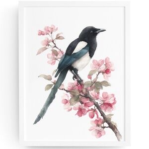COPY - Watercolor Magpie Bird Wall Art Print, Unframed - Elegant Nature-Inspire…